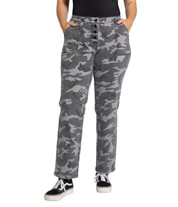 ULLA POPKEN Jeans boyfriend camouflage large 4 poches noir NEUF