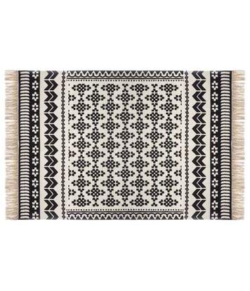 Tapis Déco à Franges Pailo 120x170cm Noir & Blanc