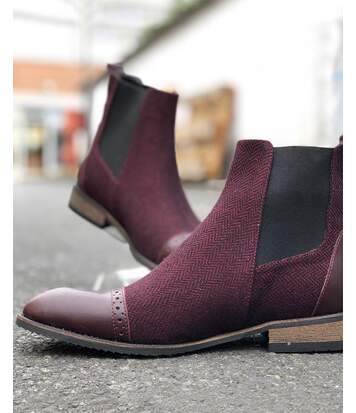 boots cuir rouge homme