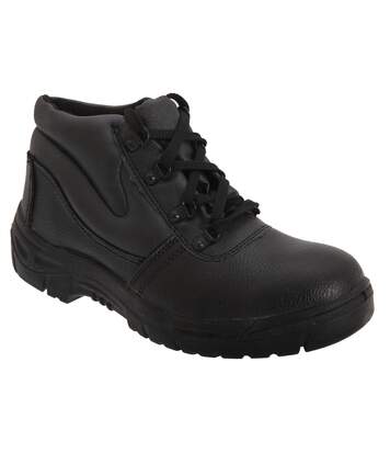 Grafters Mens Grain Leather Padded Ankle Safety Toe Cap & Steel Midsole Boots (Black) - UTDF674