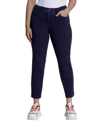 ULLA POPKEN Jeans Sarah 5 poches passepoilées sur le côté étroit gris foncé NEUF