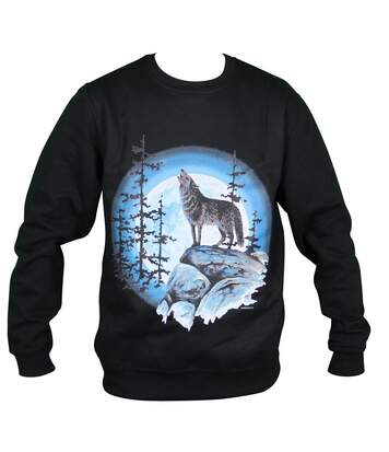 Sweat-shirt motif loups - 6516 - homme - noir