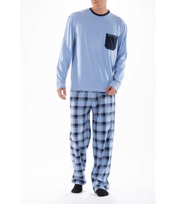 Pyjama long à carreaux PYJA2 BLEU CIEL