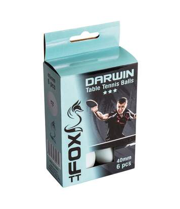 Fox TT Darwin 3 Star Table Tennis Balls (Pack of 6) (White) (One Size) - UTRD668