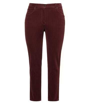 ULLA POPKEN Pantalon en velours Sophie Coutures de séparation jambe étroite brique, Mode féminine