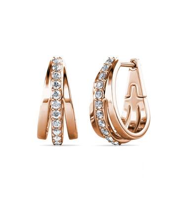 Boucles d'oreilles Aurielle Hoop - Or Rosé et Cristal