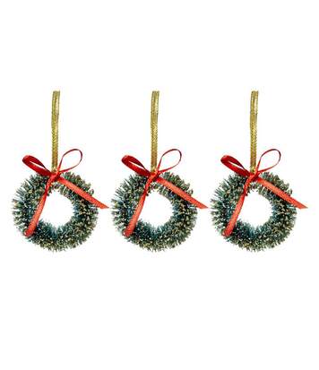 Paris Prix - Sujet De Noël 3 Couronnes soir 5cm Vert