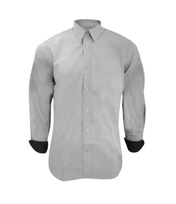 Kustom Kit Mens Long Sleeve Contrast Premium Oxford Shirt (Silver Grey/ Charcoal) - UTBC1445