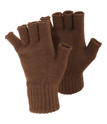 FLOSO Ladies/Womens Winter Fingerless Gloves (Brown) - UTMG-32A