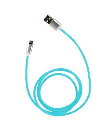 Cable micro USB 2.0 universel - Phosphorescent - 1 m - Bleu