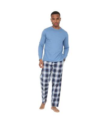 Mens Checked Jersey Pyjamas (Blue) - UTUT1024