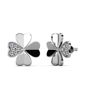 Boucles d'oreilles Clover Petal - Or Rosé et Cristal