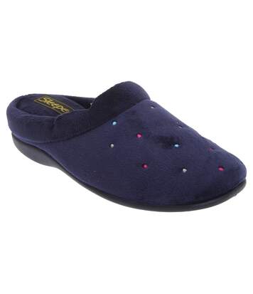 Sleepers Womens/Ladies Charley Extra Comfort Memory Foam Velour Mule Slippers (Navy) - UTDF281