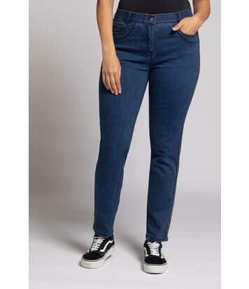 ULLA POPKEN Jeans Sarah galon pailleté forme étroite 5 poches blue denim