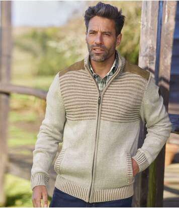 Levně Pletený svetr na zip v autentickém stylu