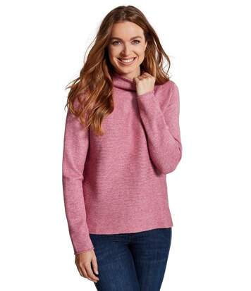 Gina Laura Pullover, partiellement rayé, zip arrière, manches longues rouge NEUF