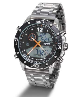 Levně Sportovní hodinky s chronometrem a dvojím zobrazováním časových údajů
