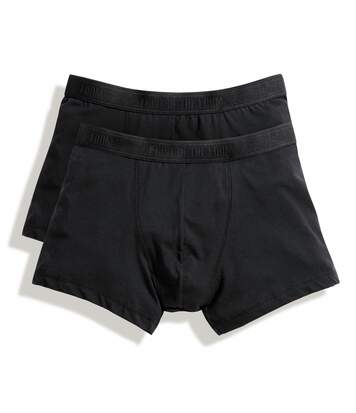 Fruit Of The Loom Mens Classic Shorty Cotton Rich Boxer Shorts (Pack Of 2) (Black) - UTBC3357