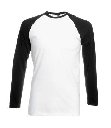 Fruit Of The Loom Mens Long Sleeve Baseball T-Shirt (White/Black) - UTBC328