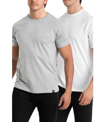T-shirts essentiels coton bio labellisé, lot de 2 BLANC/GRIS