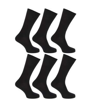 FLOSO Womens/Ladies Plain 100% Cotton Socks (Pack Of 6) (Black) - UTW208