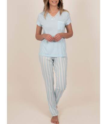 Tenue d'intérieur pyjama pantalon t-shirt Classic Stripes bleu Admas