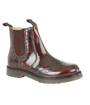 boots cuir rouge homme