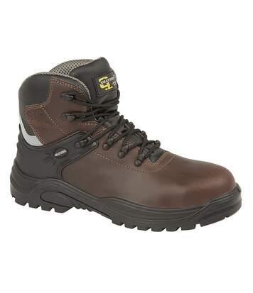 Grafters Mens Transporter Padded Ankle Mid Safety Boots (Dark Brown) - UTDF1309