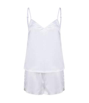 Towel City Ladies/Womens Satin Cami Short PJs (White) - UTPC4070