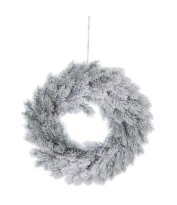 Couronne de Noël enneigée Comptoir de Noël - Diam. 40 cm - Blanc