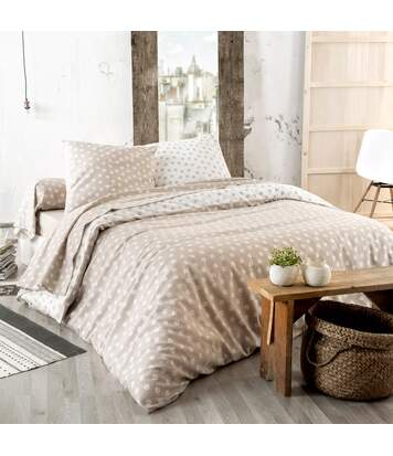 Parure De Lit 200x200 Cm Flanelle De Coton Dotty Beige 3 Pieces Atlas For Men