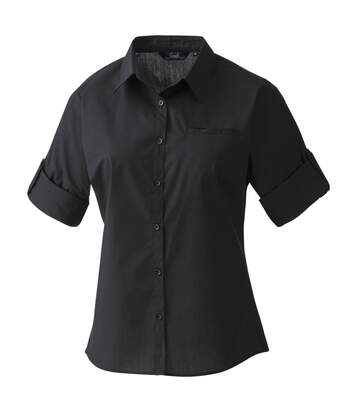 Premier Womens/Ladies Roll Sleeve Poplin Shirt (Black) - UTRW1094