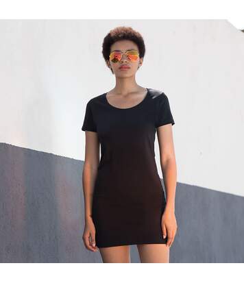 Skinni Fit Ladies/Womens Scoop Neck T-Shirt Dress (Black) - UTRW1374