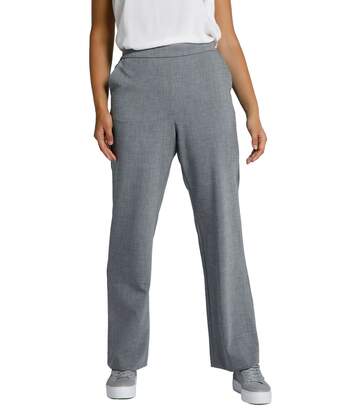 ULLA POPKEN Pantalon jambe droite large ceinture confort stretch gris chiné NEUF