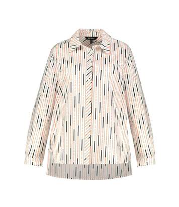 ULLA POPKEN Blouse ULLA POPKEN, rayures, col chemise, manches longues blanc