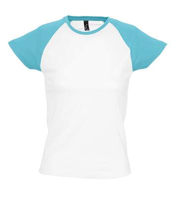 SOLS Womens/Ladies Milky Contrast Short/Sleeve T-Shirt (White/Blue Atoll) - UTPC301