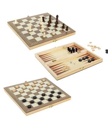 Paris Prix - Jeu De Société En Bois 3 En 1 29cm Naturel