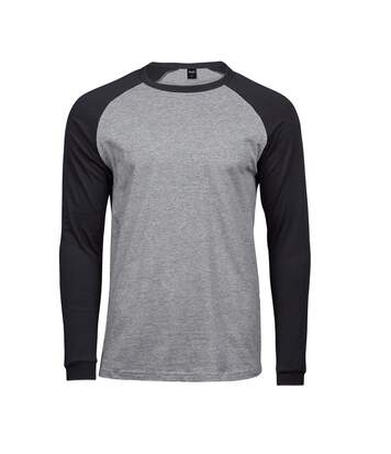 Tee Jays Mens Long Sleeve Baseball T-Shirt (Heather Grey/Black) - UTPC3419