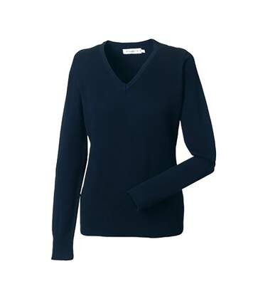 Russell Collection Ladies/Womens V-Neck Knitted Pullover Sweatshirt (French Navy) - UTBC1011
